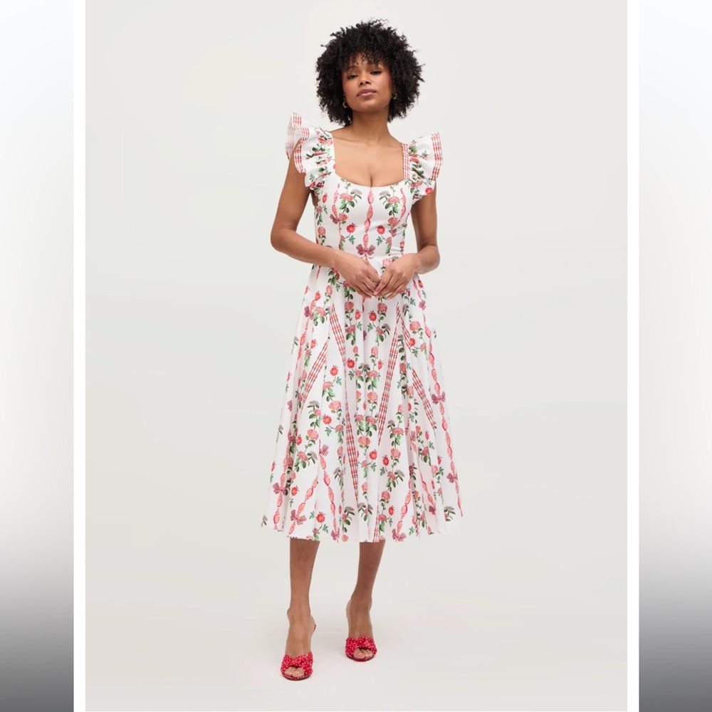 Hill House Home Daphne Dress in Red Shell Vine Stripe Cotton